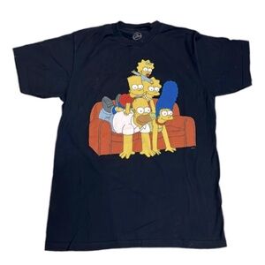 The Simpsons tee shirt blue with Homer Lisa Bart Maggie Marge couch graphic M